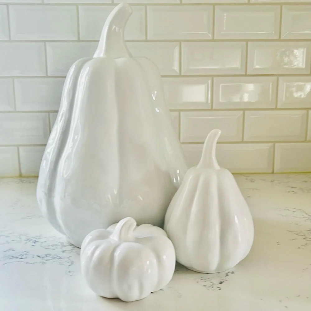 Crate&Barrel XLarge White Ceramic Gourd